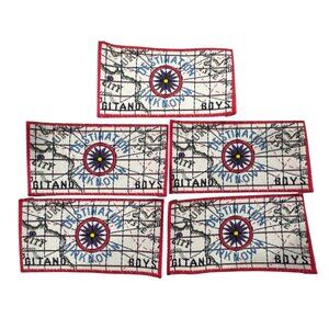 Destination Unknown Compass Map Set of 5 Patch With Red Border 3"x1.5" Embroider